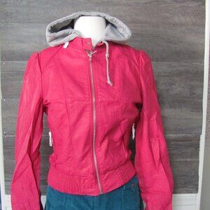 PALOMARES LADIES MAGENTA VEGAN LEATHER BOMBER JACKET